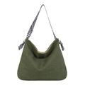 Bolso tote de pana verde oscuro con correa de hombro a rayas para uso diario casual - Verde