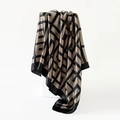 Elegant 90cm satin silk square scarf with gold geometric pattern and black borders - 90x90cm / Classic Geometric Maze (D9420) / Khaki