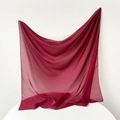 Detail of dark red translucent square silk scarf showing lightweight chiffon texture - 95x95cm / Wine Red
