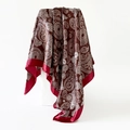 Foulard quadrato in raso rosso vino con stampa paisley e bordi in seta lucida - Quadrato Grande / Borgogna