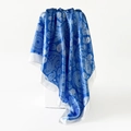 Foulard quadrato in satin blu reale con motivo paisley e bordi bianchi lucidi - Quadrato Grande / Blu