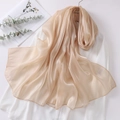 Detail of elegant champagne organza scarf with glossy finish and refined edges - Milk Coffee