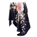 Carré de soie satiné pour femme avec motif floral de roses roses sur fond bleu marine - 90x90cm / Bleu Marine