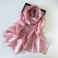 Detail showing the sheer organza fabric texture and refined edges of the pink long scarf - Dusky Pink