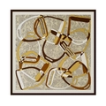 Eleganter Seidenschal mit beigem Paisley-Muster und gelben geometrischen Motiven - Braun