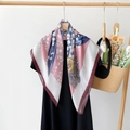 Detail of elegant lily of the valley print on silk-like scarf with semi-transparent texture - Jls90023 - Pink / 90*90cm