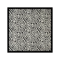 Detailweergave van een vierkante zijden sjaal met zwart-wit zebrapatroon en satijnglans - 90x90cm / Wit