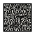 Detailweergave van het zwart-witte zebra- en visgraatpatroon op deze vierkante zijden sjaal - 90x90cm / Zwart