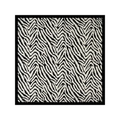 Foulard di seta a righe zebrate bianche e nere con bordo nero su sfondo bianco - 90x90cm / Bianco