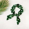Polka dot skinny silk scarf in dark green with stylish summer resort accessories - 86*5cm / Dark Green