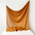 Elegant mustard yellow pleated Muslim headscarf in lightweight chiffon fabric - 95x95 / Turmeric