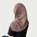 Detailed macro texture of mocha brown pleated chiffon hijab with high-density vertical folds - Mocha Brown