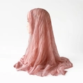 Dusty rose pleated jersey scarf hijab shown on a mannequin with natural draped texture - 160*70cm / Pink