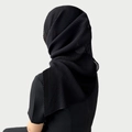 Elegant pleated black chiffon hijab scarf for women featuring a minimalist drape style - Black