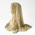 Detail of light moss green pleated scarf showing lightweight fabric texture on head model - 160*70cm / Yellow