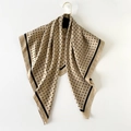 Polka dot pattern champagne silk scarf with black borders for elegant women - Large Square Scarf (90x90cm) / Khaki