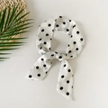 Polka dot skinny silk scarf in white and black for hair styling or neck accessory - 86*5cm / White