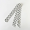Elegant white double-layer cotton scarf with black polka dots and slanted ends - Polka Dot Style (PD71) / PD71-White