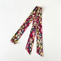 Elegant floral print cotton twilly scarf for women in artistic rose red and yellow - Abstract Art Style (PD72) / PD72-Red