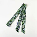 Artistic watercolor long silk scarf twilly in green and blue for bags and hair styling - Abstract Art Style (PD72) / PD72-Green