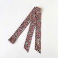 Elegant lavender floral twilly scarf for bags featuring orange blossoms and green leaves - PD73-Purple Floral / Purple