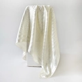 Detail of cream silk scarf featuring a classic Greek key jacquard pattern and satin finish - Off-white
