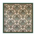 Baroque damask printed square silk scarf in vintage coffee and dark green colors - Green