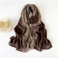 Detail of elegant gradient brown long scarf in lightweight chiffon with a ceramic cup - 180x90cm / Coffee Gradient
