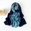 Detail of gradient blue cotton shawl showing soft fabric texture and elegant draping - 180x90cm / Blue Gradient