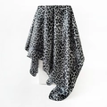 Elegant satin leopard print square scarf in black and grey with refined border finish - Black