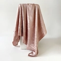 Luxurious champagne gold satin square scarf with paisley pattern and Greek key border - Dusky Pink