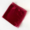 Elegant wine red satin square scarf with delicate lace trim and smooth glossy finish - 60x60cm / Red (1 Piece)