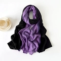 Elegant purple and black gradient silk scarf shawl in lightweight semi-transparent fabric - Purple Black Gradient
