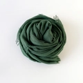 Deep green lightweight cotton linen scarf with frayed edges in a soft rose petal fold style - Dark Green