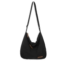 Bolso bandolera hobo de nylon negro impermeable de gran capacidad con correa ajustable - Negro