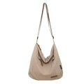 Lightweight beige waterproof oxford crossbody bag with adjustable wide strap for women - Light Khaki