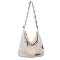 Bolso bandolera crema impermeable de gran capacidad con detalles de cuero marrón - Blanco Roto