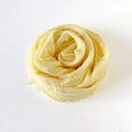 Light yellow linen-cotton scarf folded in rose shape with soft fringe edges - Light Yellow