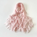 Pañuelo de mezcla de algodón y lino rosa claro con flecos en capas suaves - Rosa Claro