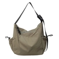Borsa a tracolla giapponese in tela kaki con grande capacità e cinturino nero regolabile - Verde
