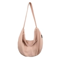 Pink nylon crescent shoulder bag with wide strap and minimalist hobo design - Pink