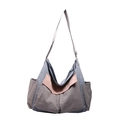 Workwear style canvas crossbody bag with color block design and adjustable strap - Grey Blue Pink / Gray