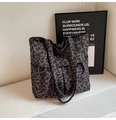Sac cabas en toile à imprimé léopard gris foncé avec grande capacité et doubles anses - Violet