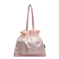 Rosa Kordelzug-Handtasche mit floralem Jacquard-Stoff und stilvollen Schultergurten - Rosa
