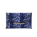 Bolso sobre con estampado de leopardo azul y elegantes detalles metálicos dorados - Azul