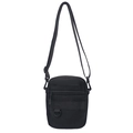 Borsa a tracolla da uomo in nylon nero impermeabile con tracolla regolabile e dettaglio ad anello - Nero