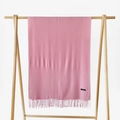 Pink cashmere feel scarf with tassel fringe details hanging on a wooden hanger - Pink (DW010-9)