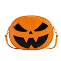 Vibrant orange pumpkin crossbody bag with black leather face for Halloween gift - Orange (Pumpkin)