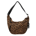 Schicke Canvas-Tasche mit Leopardenmuster, verstellbarem Riemen und Reißverschlusstaschen - Hellbraun