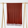 Classic rust red solid color scarf with fringe detail for autumn and winter warmth - Earth Red